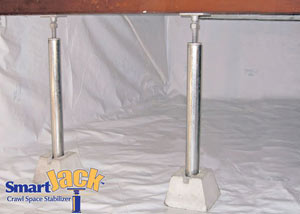 Crawl space structural support jacks installed in Winamac