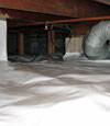 A La Porte crawl space moisture system with a low ceiling
