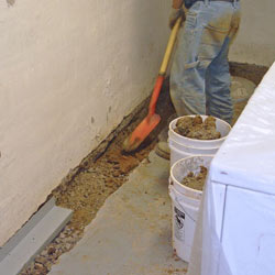 Digging a trench for a French Drain system in South Bend