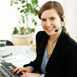 A disaster restoration customer service expert in Goshen manning the phones